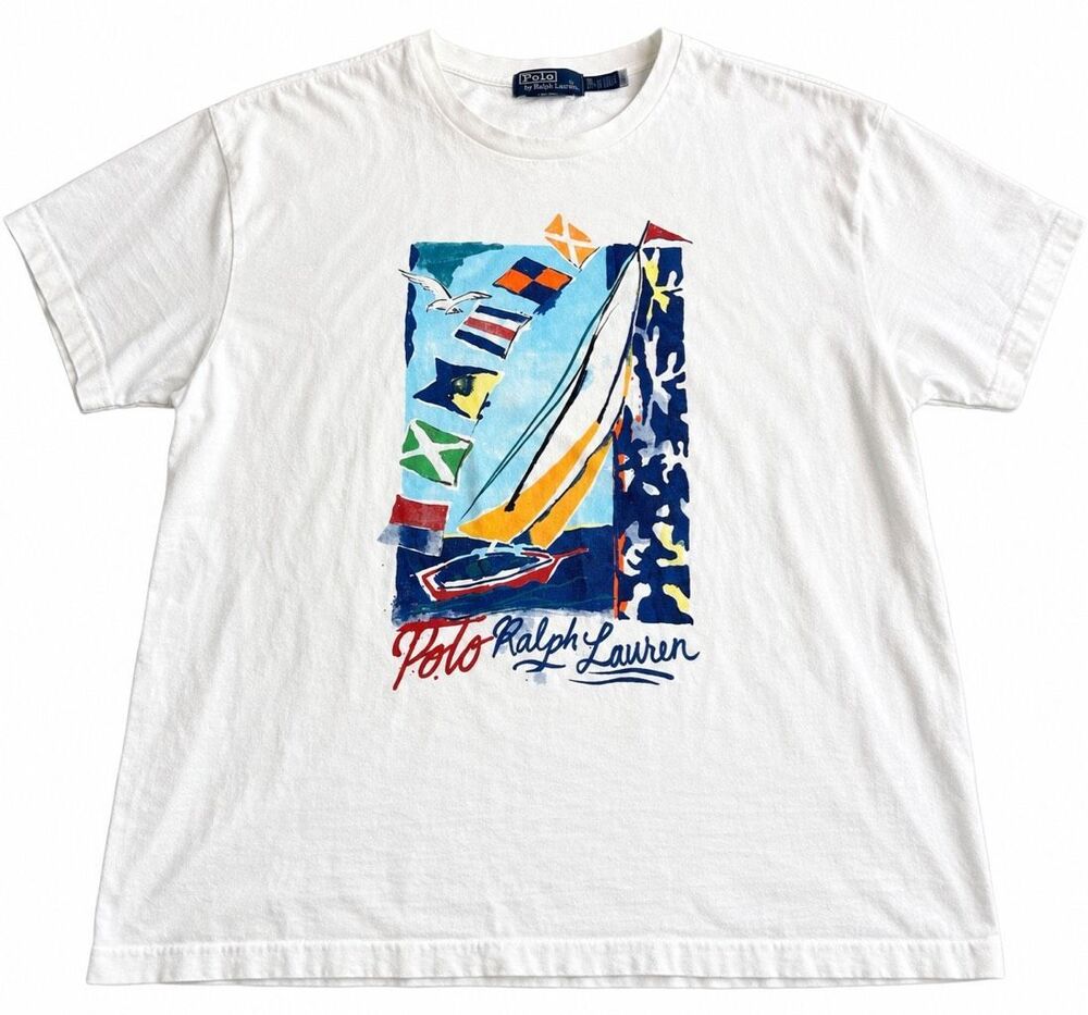 Polo Ralph Lauren Nautical Sailing VTG Single Stitch T-Shirt Classic Fit Sz XXL